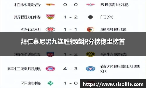 拜仁慕尼黑九连胜领跑积分榜稳坐榜首